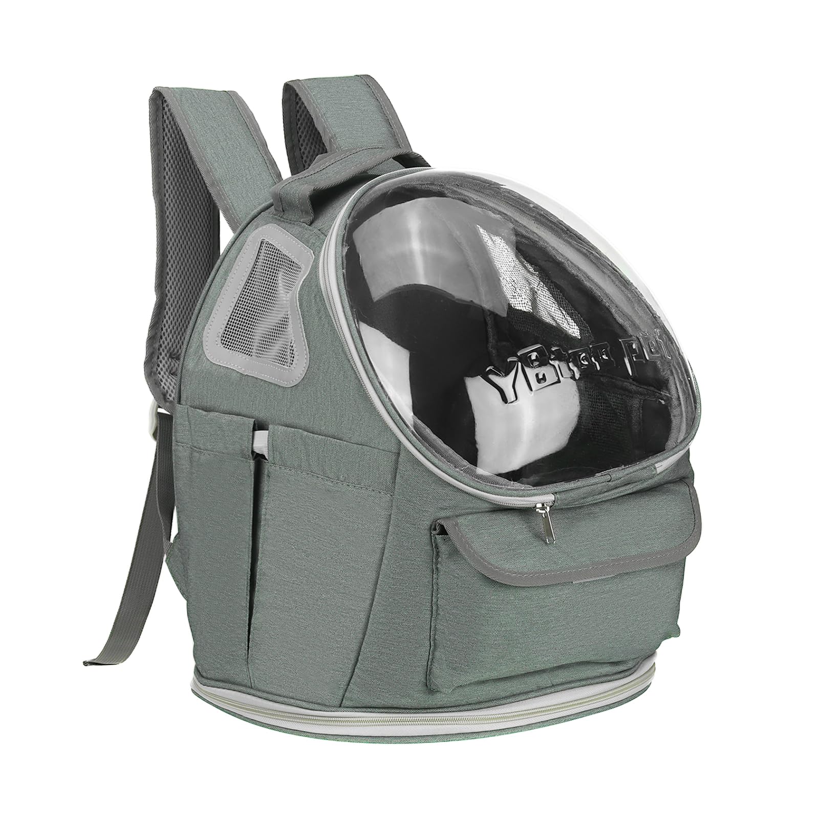 QUARKZMAN Mochila Transportadora para Mascotas, Portátil Y Ventilada, Tela Oxford, Bolsa De Viaje para Perros Y Gatos con Cubierta Transparente 13.39", (Gris, 1 Pieza)