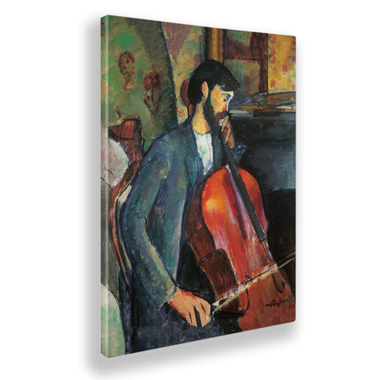 Giallobus - Quadro - Amedeo Modigliani - Il violoncellista - Tela Canvas Telaio Standard - 100x140 - Pronto da Appendere - Quadri Moderni per la casa