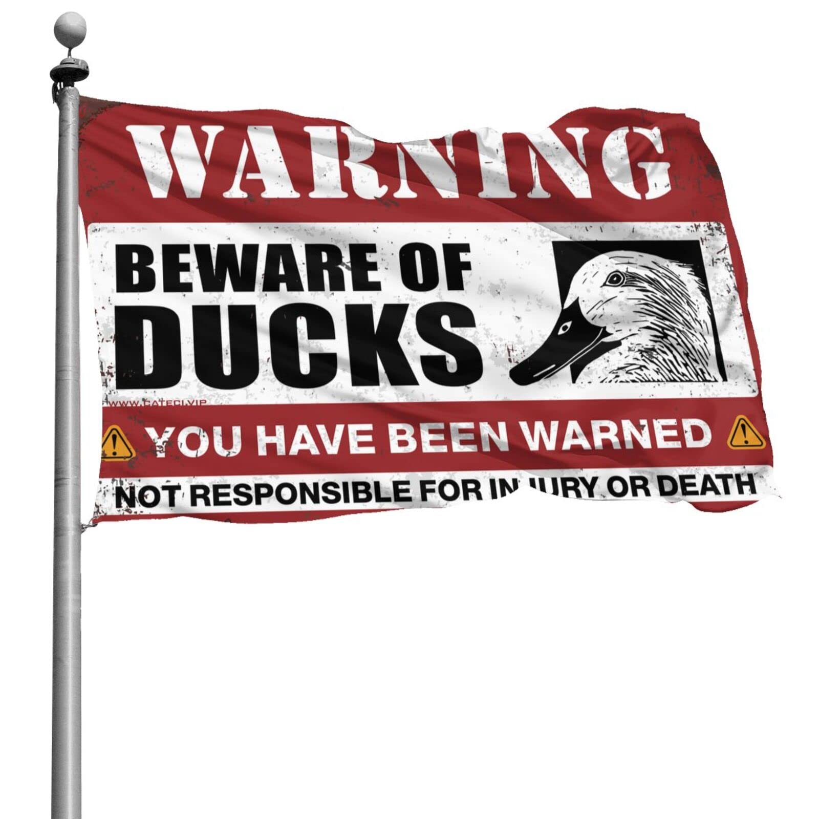 Drapeau mural Beware of Ducks grand format 152 x 244cm, tenture suspendue enfant
