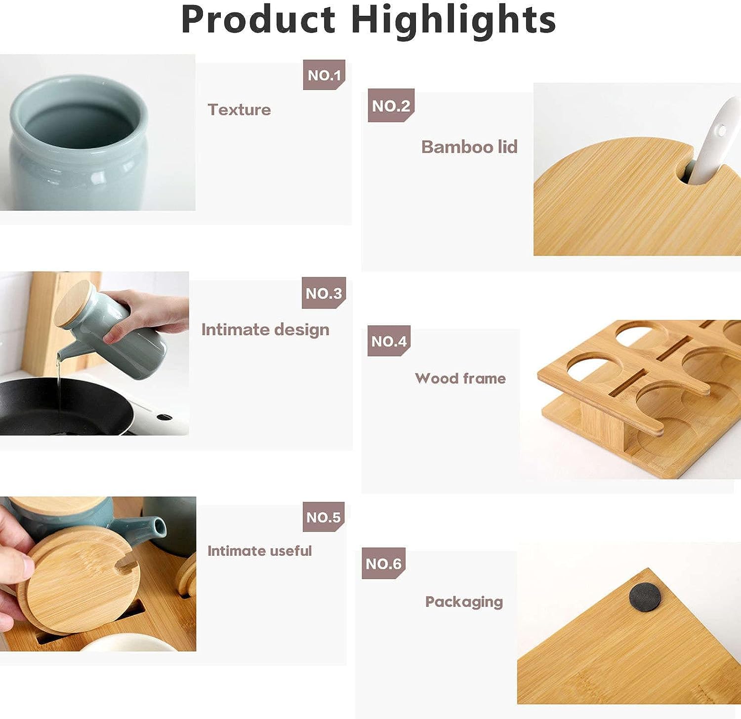 TBLOTYD seasoning Box Container Ceramic Condiment Jar Set seasoning Pot With Lid Tray Seasoning Jar Set For Salt Sugar Kitchen seasoning Dispensers