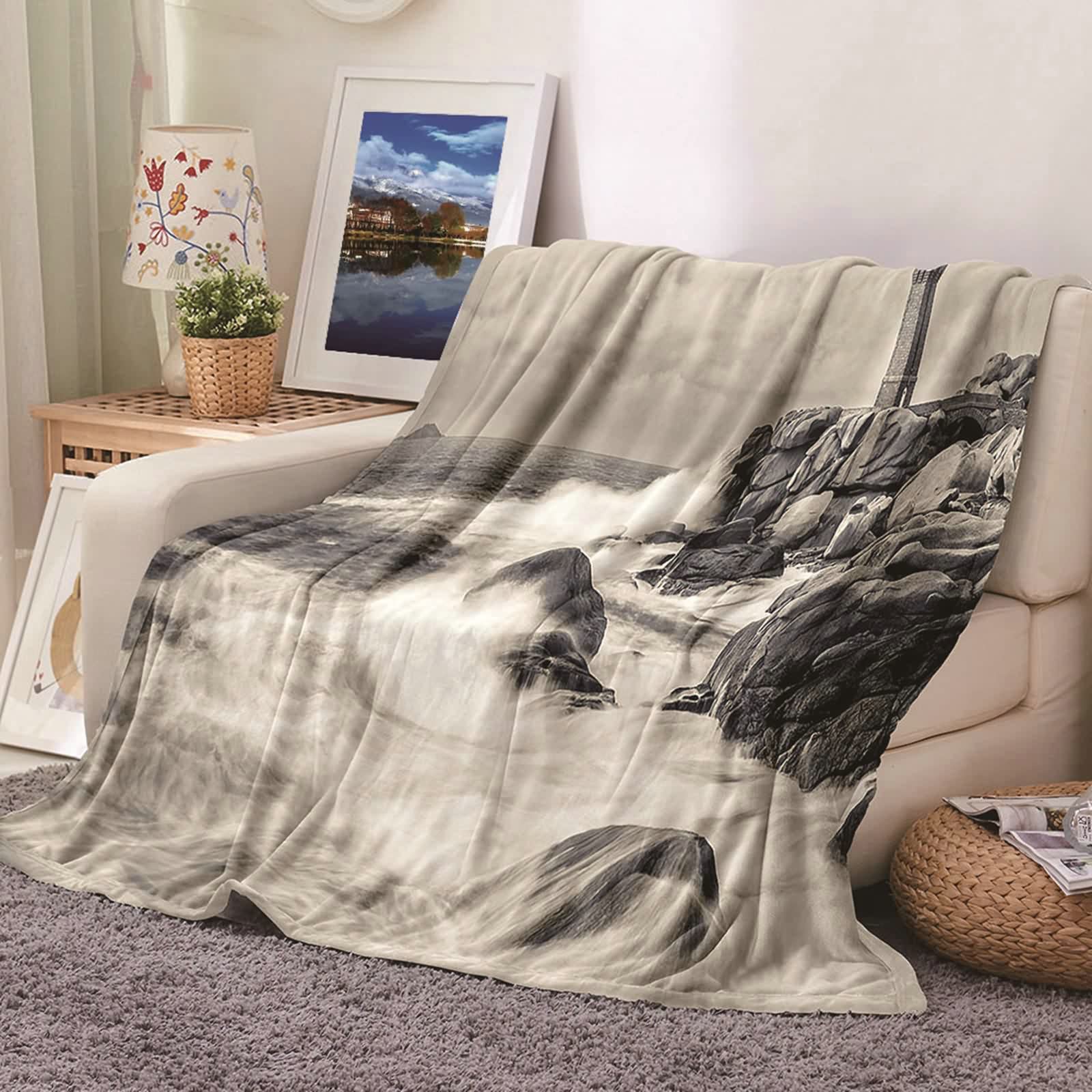 Aeici Koc polarowy, koc polarowy rękaw 150 x 200 cm rafa morska narzuta na sofę prezent dla dorosłych i dzieci