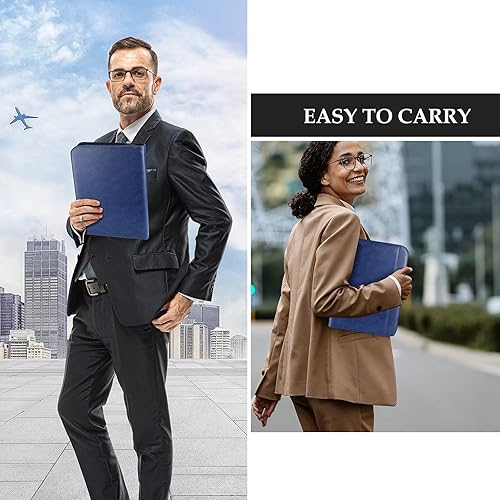 Miniatura 10 de ProCase Portafolio Carpeta de negocios con cremallera, archivo ejecutivo para reuniones de conferencias, organizador de documentos legales con