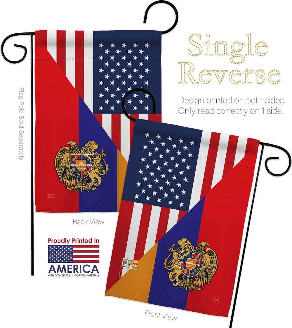Armenia US Friendship Garden Flag Set Wall Holder Regional USA American Alliance World Country Particular Area Small Decorative Gift Yard House Banner Made In 13 X 18.5