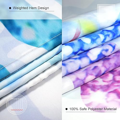 Miniatura 4 de DESIHOM Bonito juego de cortinas de ducha de sirena, cortinas de ducha con escamas de pez con purpurina para baño, decoración de baño de niños, tela