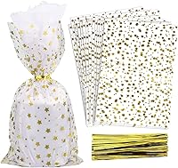 Vista 27 de COQOFA 100 piezas de bolsas de celofán transparentes para regalos con forma de corazón dorado de 17,78 x 30,48 cm, bolsas de fiesta, para caramelos