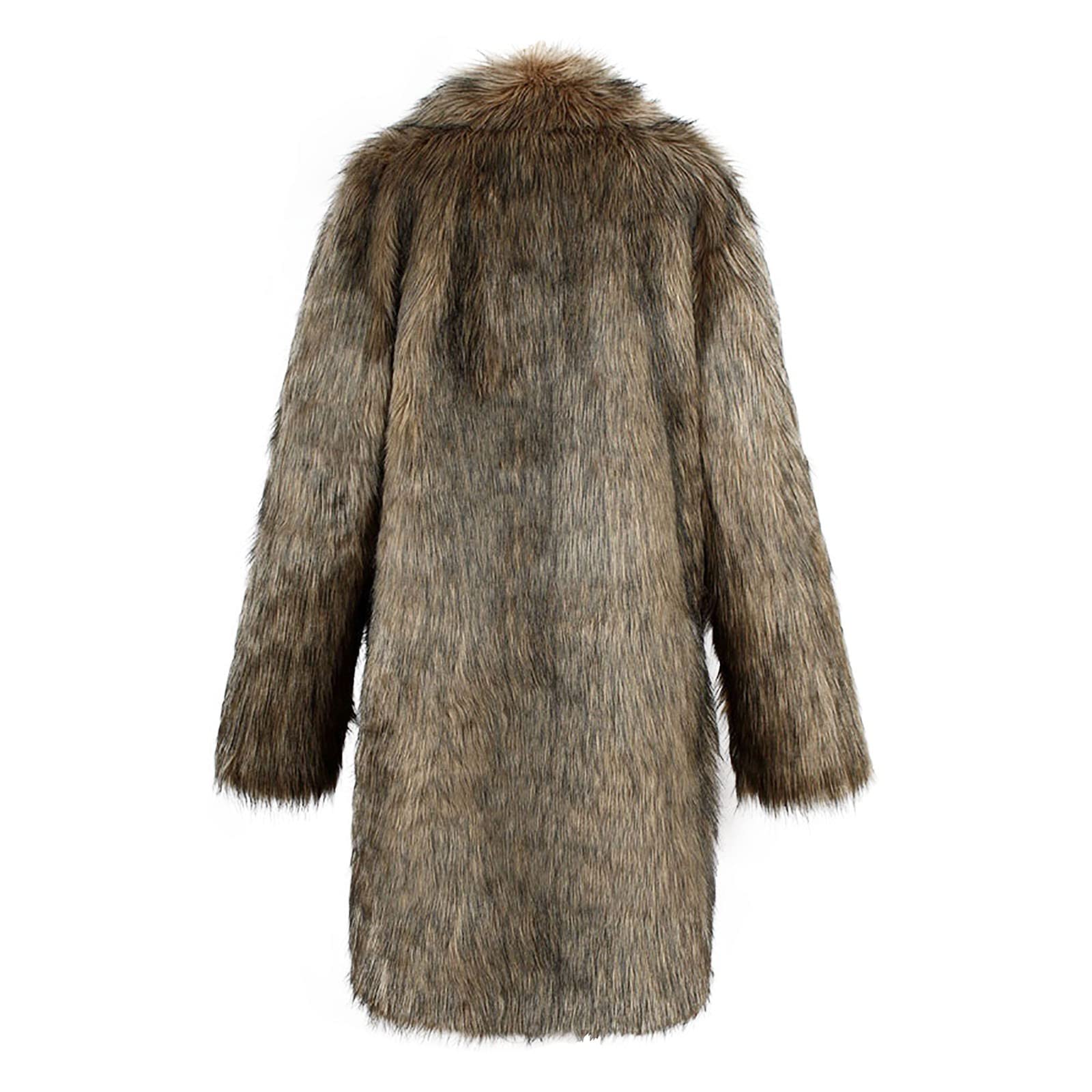 Pelzmantel Herren Lang Fellmantel Winterjacke Kunstfell Plüsch Pelzjacke Warm Mantel Revers Faux Pelz Jacke Lose Cardigan Felljacke Langarm Wintermantel