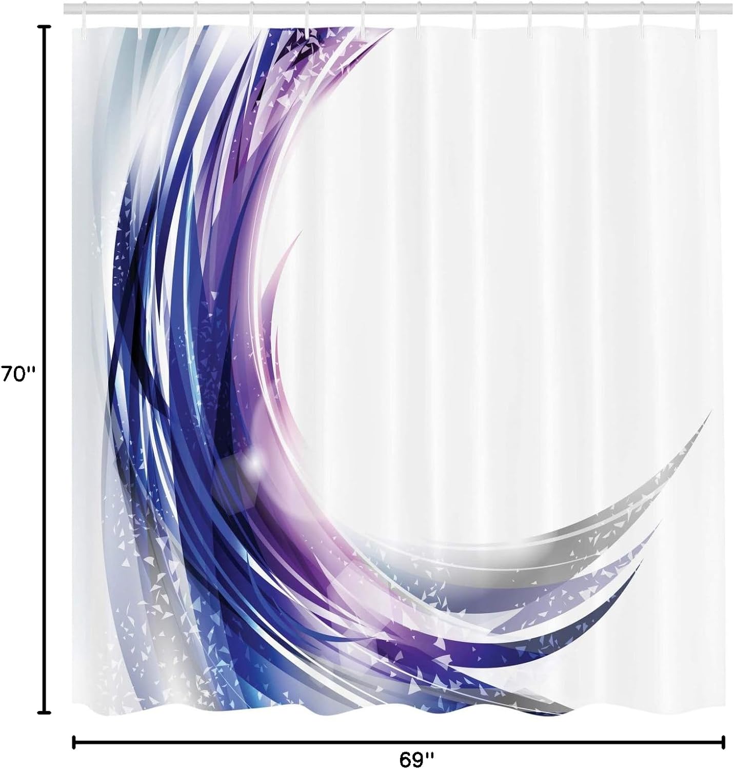 Ambesonne Abstract Shower Curtain, Cool Wave Like Ombre Design Vibrant Color Dots Art, Cloth Fabric Bathroom Decor Set with Hooks, 69" W x 70" L, Purple Blue and White