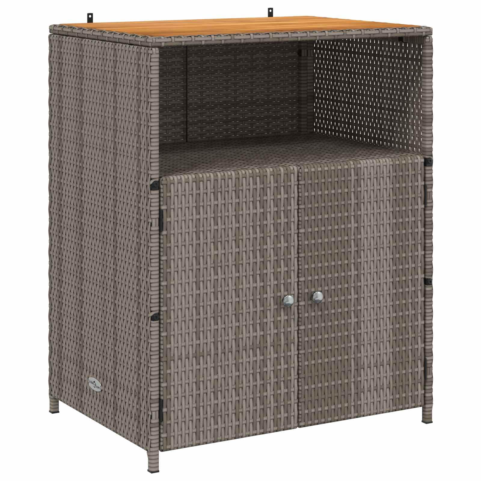 vidaXL Armadietto Grigio 70 x 50 x 87 cm Poliestere e Rattan Roly, Scaffale da Giardino e Terrazzo, Armadietto Rettangolare, Legno e Rattan Resistente, Leggero e Pratico per Esterni