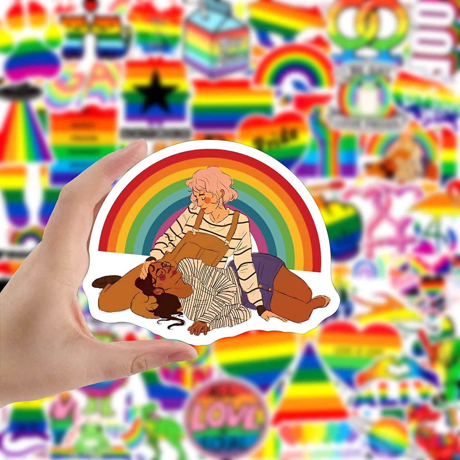MOGADEE® Pride Sticker, LGBTQ Sticker Set di 53 adesivi per bicicletta Pride, adesivi in vinile impermeabili, per auto, moto, biciclette, snowboard, bagagli, laptop