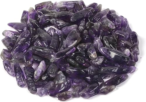 Justinstones Chips pulidos de amatista natural triturados adornos curativos de cristal de piedra rodada, 3.53 oz