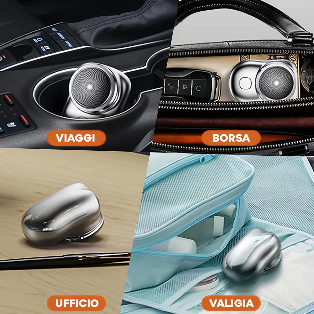 Mediawave Store - Mini Rasoio Elettrico da Uomo per Barba e Capelli, Rasoio Portatile da Viaggio Ricaricabile USB
