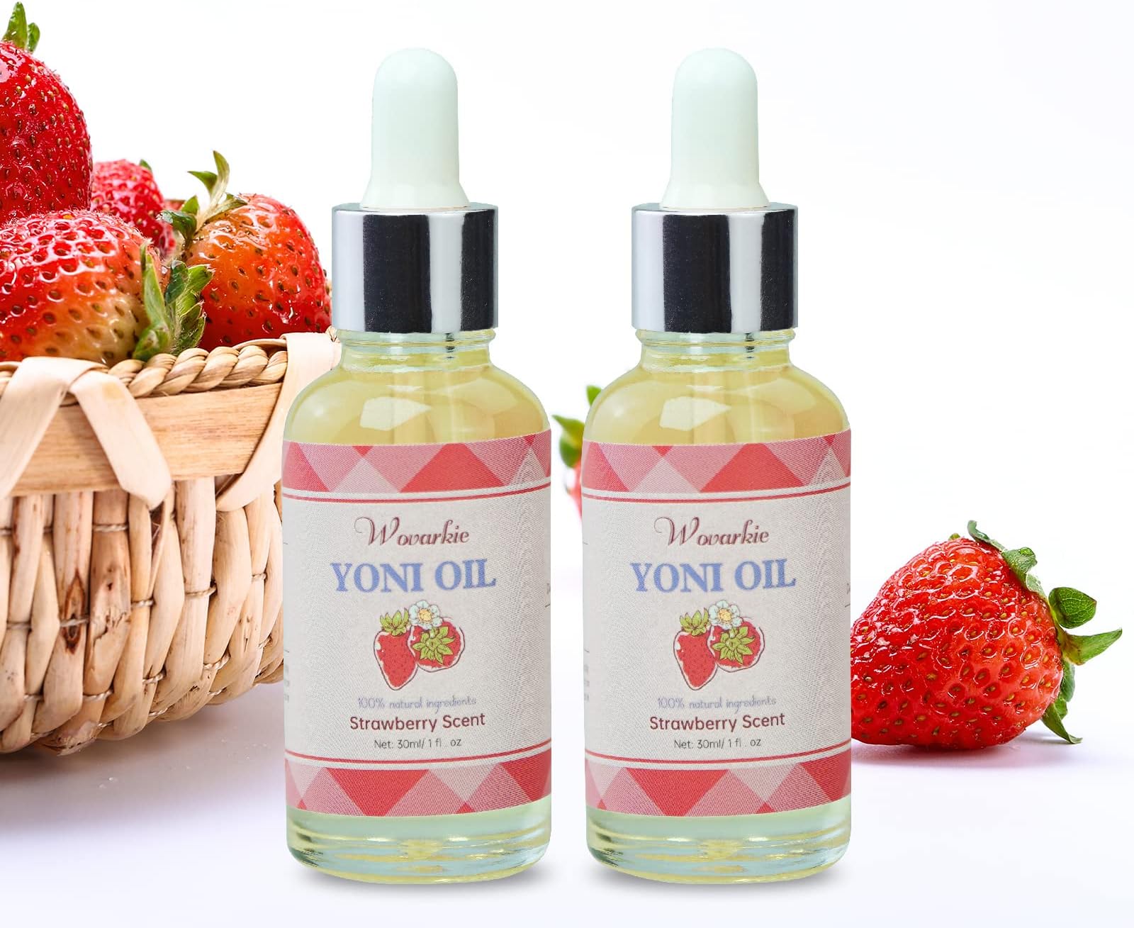 2 Packs Yoni Oil for Women, Natural Feminine Oil, Ph Balanced for Women, Eliminates Odor and Soothes, 100% Natural Feminine Deodorant Made with Strawberry Oils (1 fl oz/30 ml)