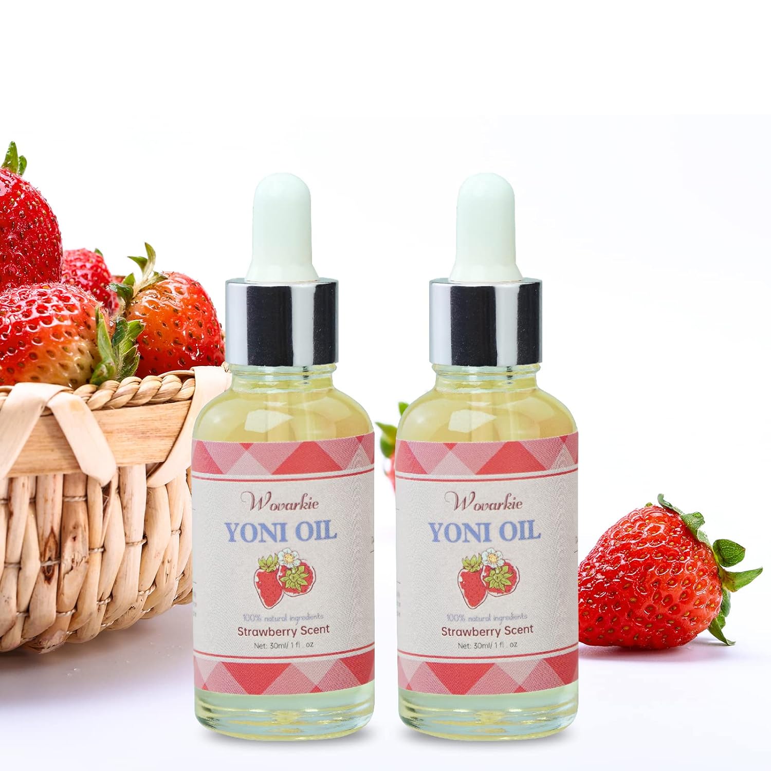 2 Packs Yoni Oil for Women, Natural Feminine Oil, Ph Balanced for Women, Eliminates Odor and Soothes, 100% Natural Feminine Deodorant Made with Strawberry Oils (1 fl oz/30 ml)