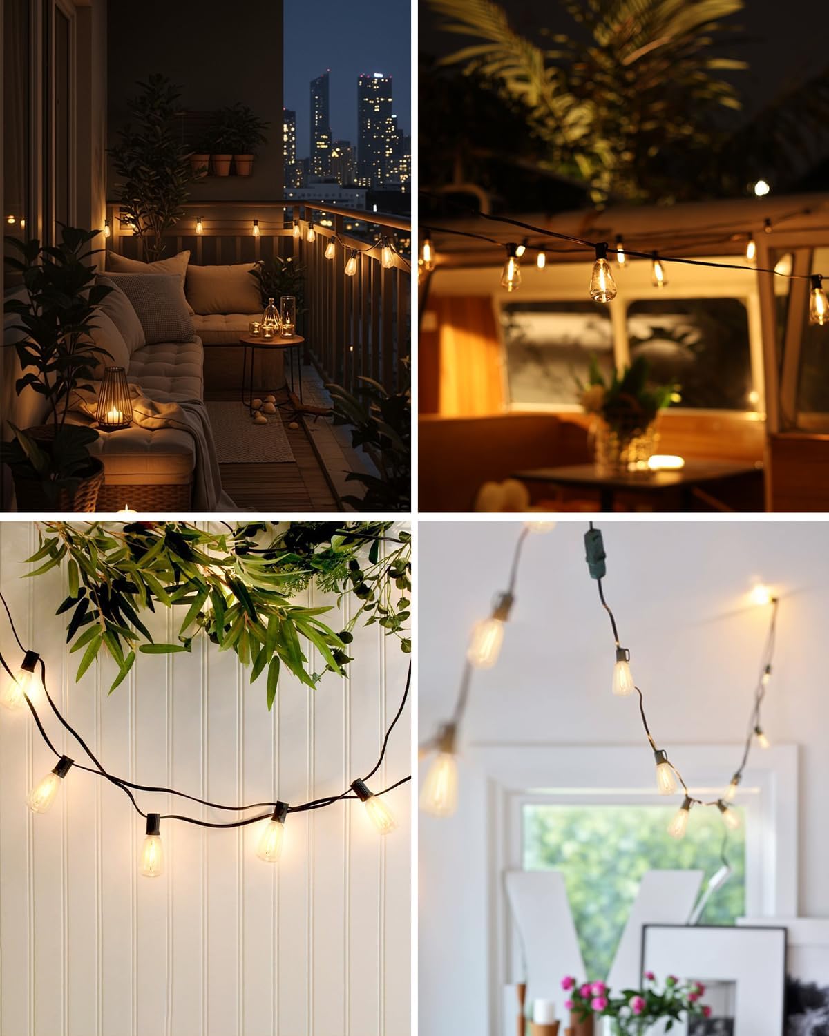 BRIMAX 10FT Outdoor String Lights with 10 Bulbs,ST38 1W Plastic LED Edison Bulbs, Shatterproof, Waterproof String Lights, Perfect for Bistro, Pergola, Backyard and Garden