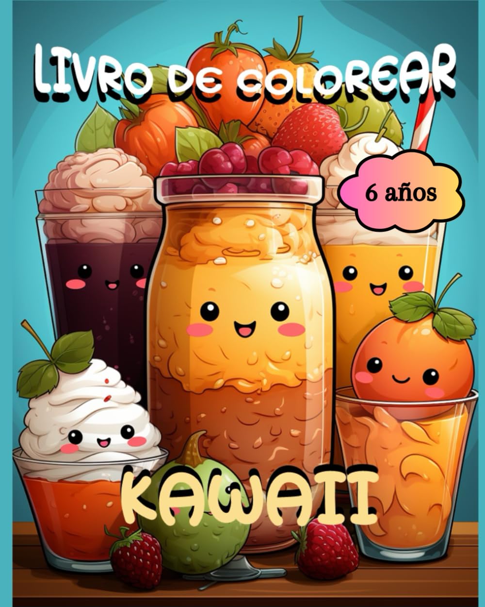 LIBRO PARA COLOREAR KAWAII: confitería - de 6 años - 44 dibujos