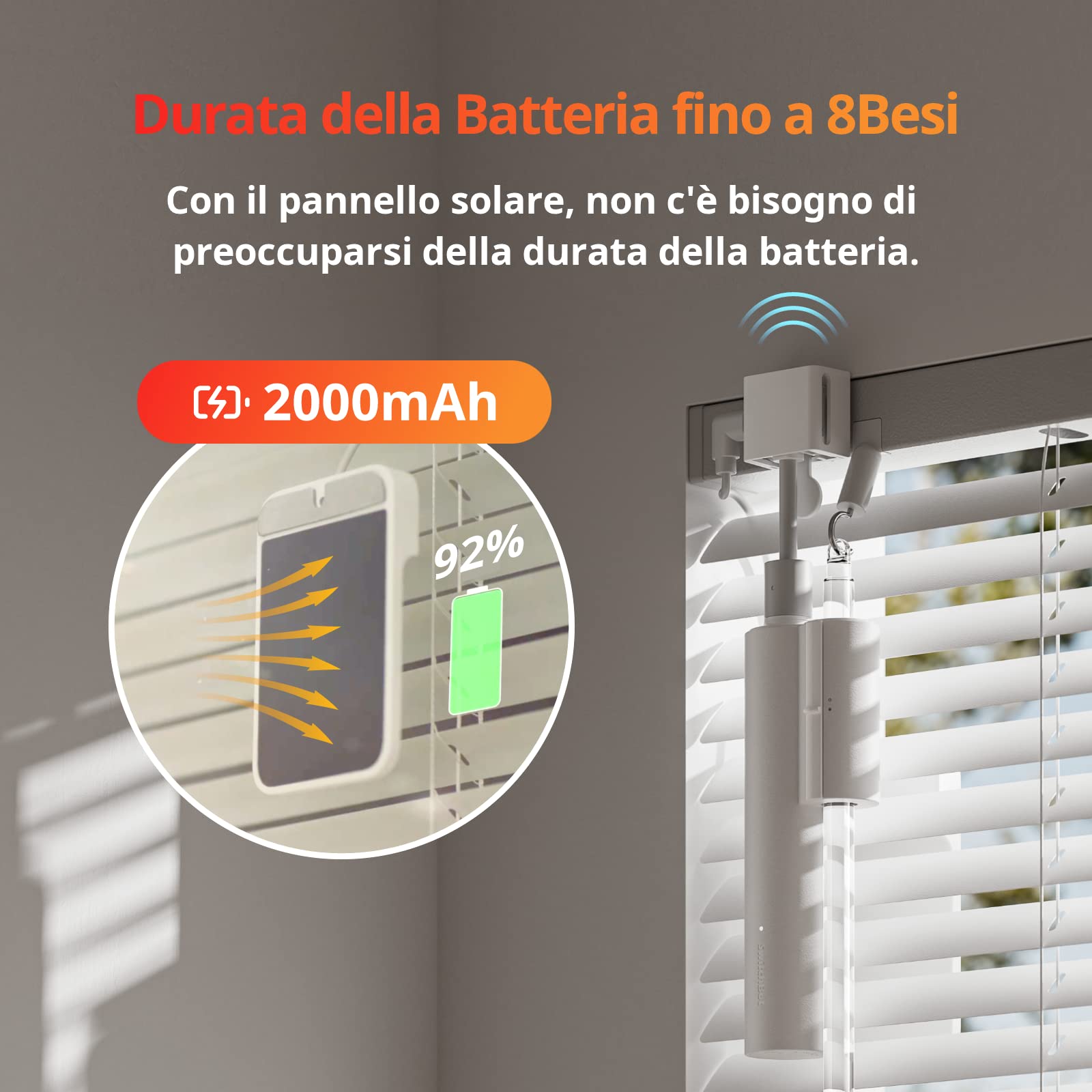 SwitchBot Blind Tilt - Tapparelle elettriche intelligenti con telecomando Bluetooth, alimentazione solare, rilevamento della luce, aggiungi SwitchBot per compatibilità con Alexa e Google Home