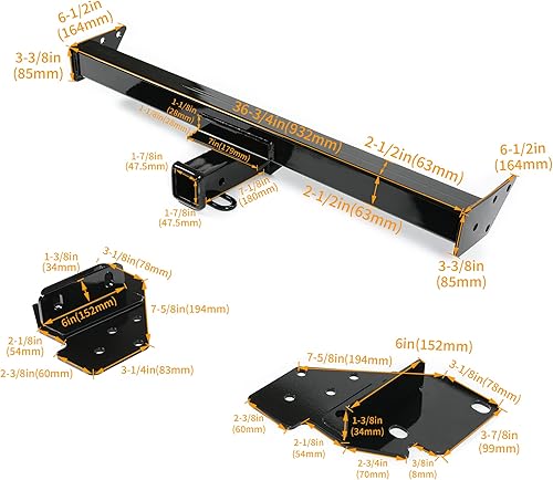 Miniatura 2 de HECASA Enganche de remolque clase 3 receptor de 2 pulgadas compatible con Toyota Tacoma 2005-2015 remolque de parachoques trasero de repuesto para