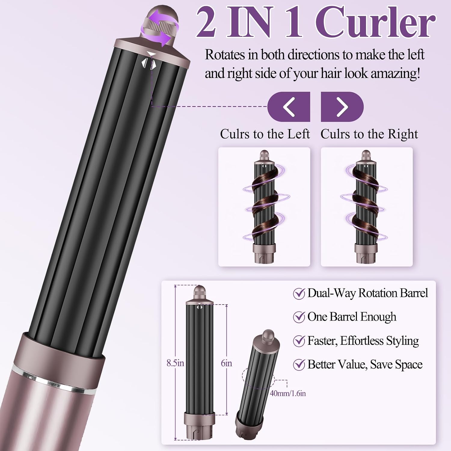 1.6in Long Curling Barrel for Shark FlexFusion, for Shark Glam