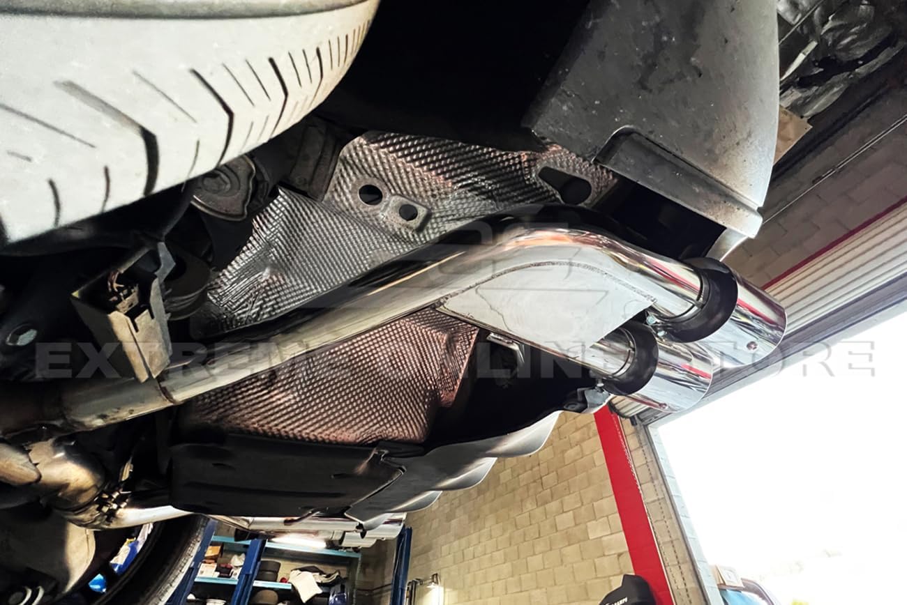 Replacement For 2015-Present Porsche Macan Base S TURBO GTS T-304 Stainless Steel Muffler Delete Axle Back 4" Double Wall Quad Tips Exhaust