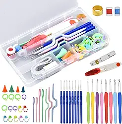 NiceLand 16 peças croché kit de crochê, kit de crochê completo para iniciantes agulhas de crochê conjunto de ganchos de tecelagem ergonómicos agulhas de malha coloridas com acessórios de tecelagem