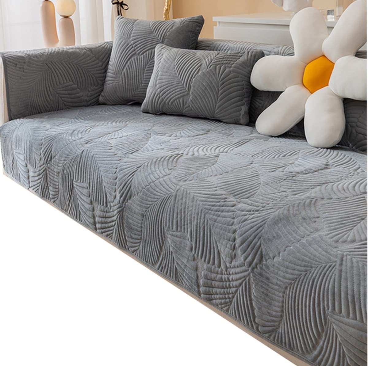 Sofa Slipcover Corner 3/2/1/4 Seater Sofa Cover L Shape Couch Cover Velvet Thick Sofa Protector Anti-slip Reversible Quilted Corner Slipcovers Washable for Sectional Couch ( Color : #9 , Size : 110x11
