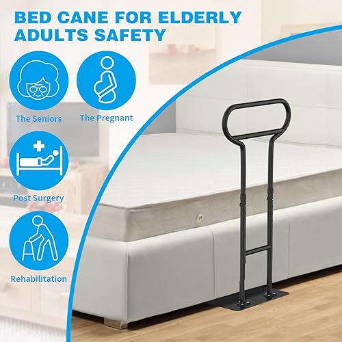 Miniatura 5 de Rieles de cama para adultos mayores, bastón de cama ajustable para ancianos, barandilla de asistencia de soporte resistente para personas mayores,
