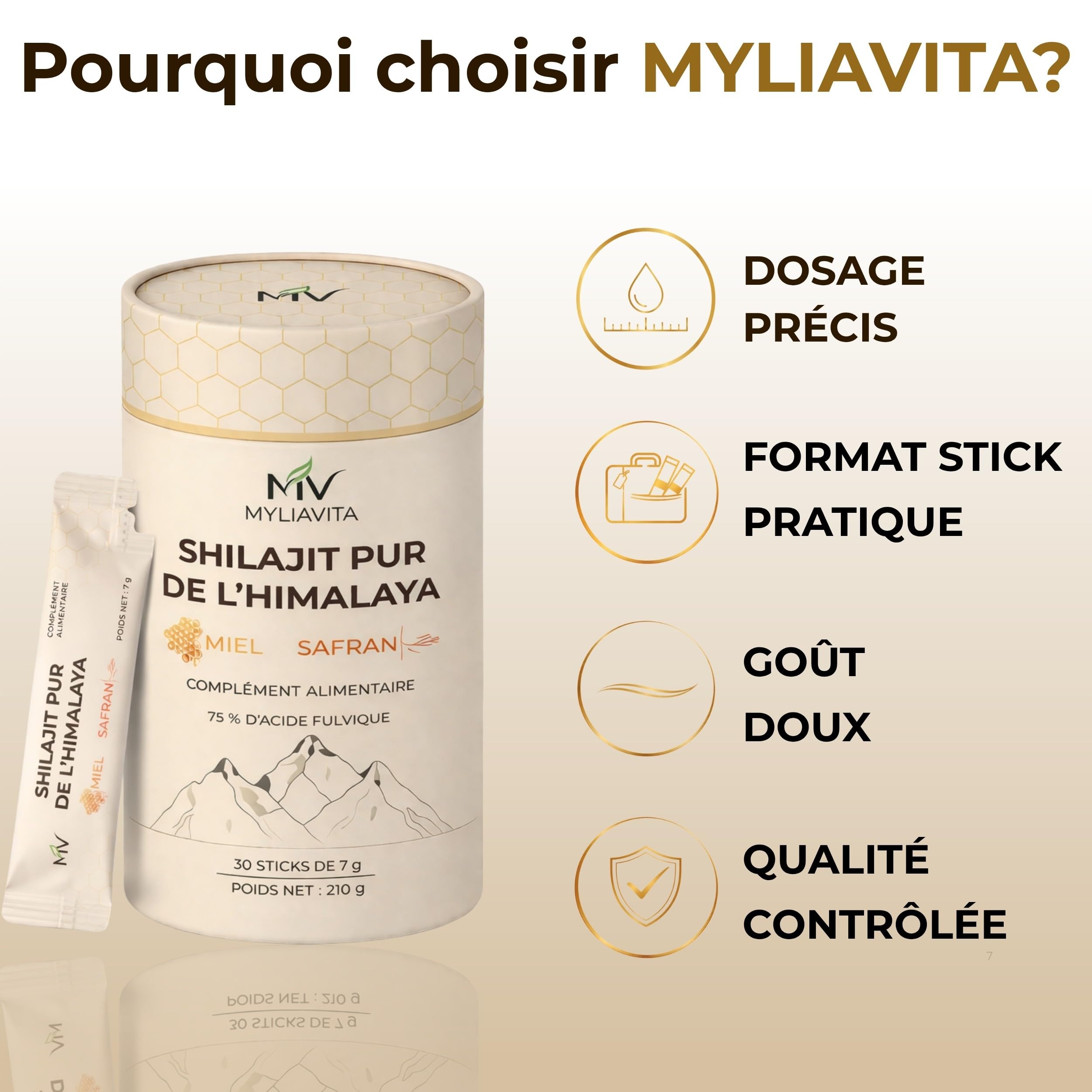 Shilajit Pure Himalaya au Miel & Safran | Résine de Shilajit Pure Naturel Authentique, Riche en Acide Fulvique, Humique & Minéraux | 30 Sticks de qualité premium pour Vitalité & Bien-Être.