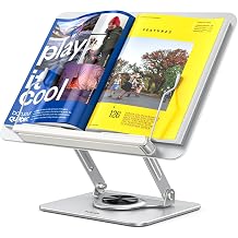 BESIGN BS02 Book Stand for Reading, Adjustable Book Holder, Ergonomic Laptop Stand, Cookbook Stand, Recipe Book Holder with Elastic Page Clips for Music Scores, Recipe, Tablet