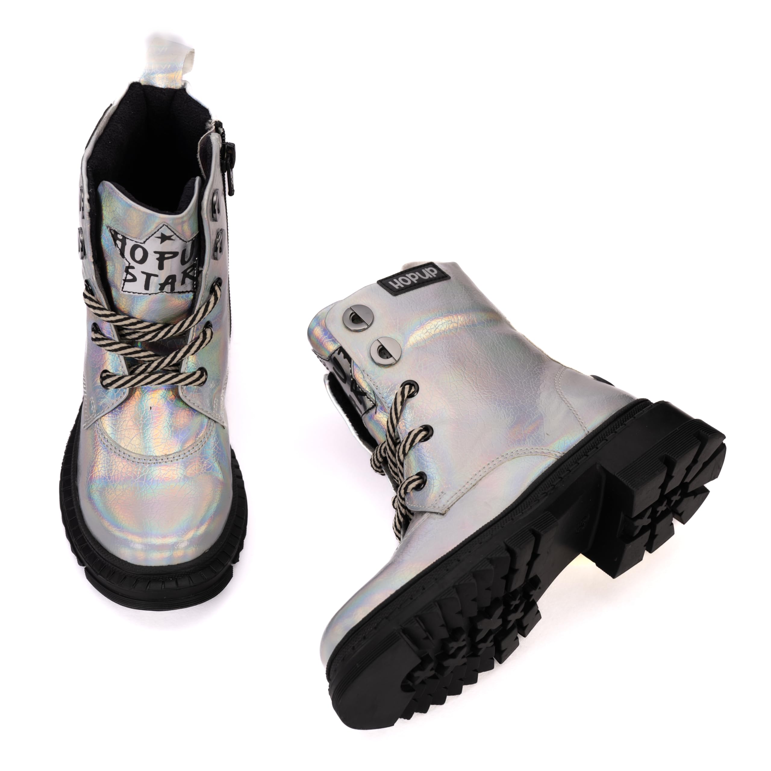 HOPUP Kids Rockstar Ankle Length Boots|Age 4 to 11 Years|Party Shoes|Comfortable Shoes for Girls and Boys (HOPUP-406 Boots Silver, D3|Age 6-7 Yrs|EU30|20.2 CM|UK12C, HOPUP-406) (B0D224JC1M) Amazon Price History, Amazon Price Tracker