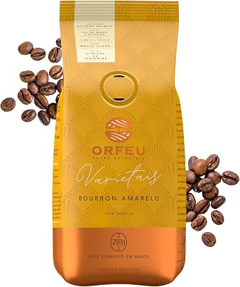 Orfeu Yellow Bourbon Coffee Beans, 100% Arabica, Medium Light Roast 250g | 100% Arabica, Roasted Grain, Certification of Origin, Cup of Excellence, Brazilian Industry
