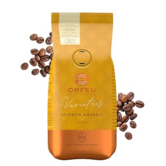 ORFEU - Special Coffee Yellow Bourbon Roasted Beans - 100% Arabica Coffee, Light Medium Roast, Accentuated Acidity, Strong Aroma of Citrus Fruits, Specially Ground & Roasted, Made In Brazil - 8.8oz
