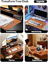 Vista 2 de YSAGi Almohadilla de escritorio protectora, alfombrilla grande para ratón, alfombrilla de escritorio de piel sintética antideslizante impermeable