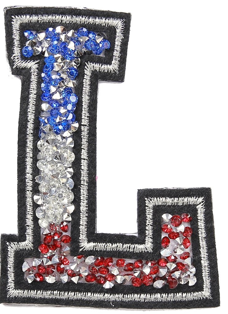 Toppa Termoadesiva Bandiera Italiana Con Strass – Lettera Alfabeto 8 Cm Per Applicazioni Su Abbigliamento E Accessori (Fatta A Mano) - 2