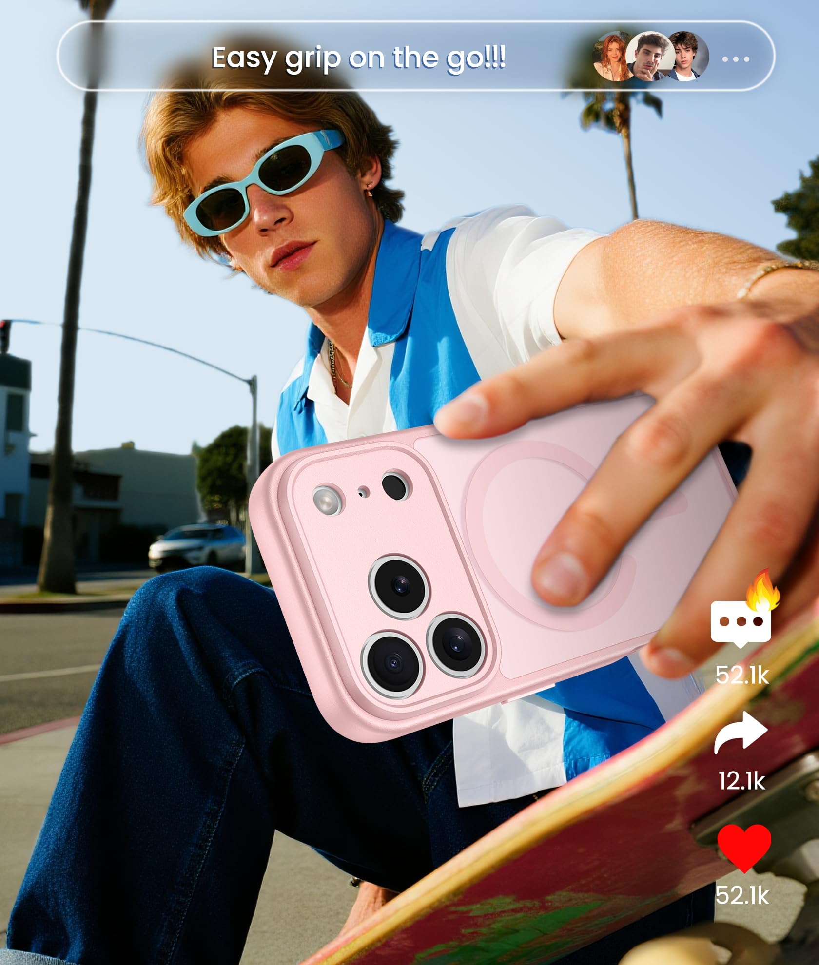 FNTCASE for iPhone 17 Pro Case: [Compatible with Magsafe] Translucent Matte Cases with [Full Camera Protection] [Screen Protector] Military Grade Shockproof Protective Phone Cover - Light Pink — view 8