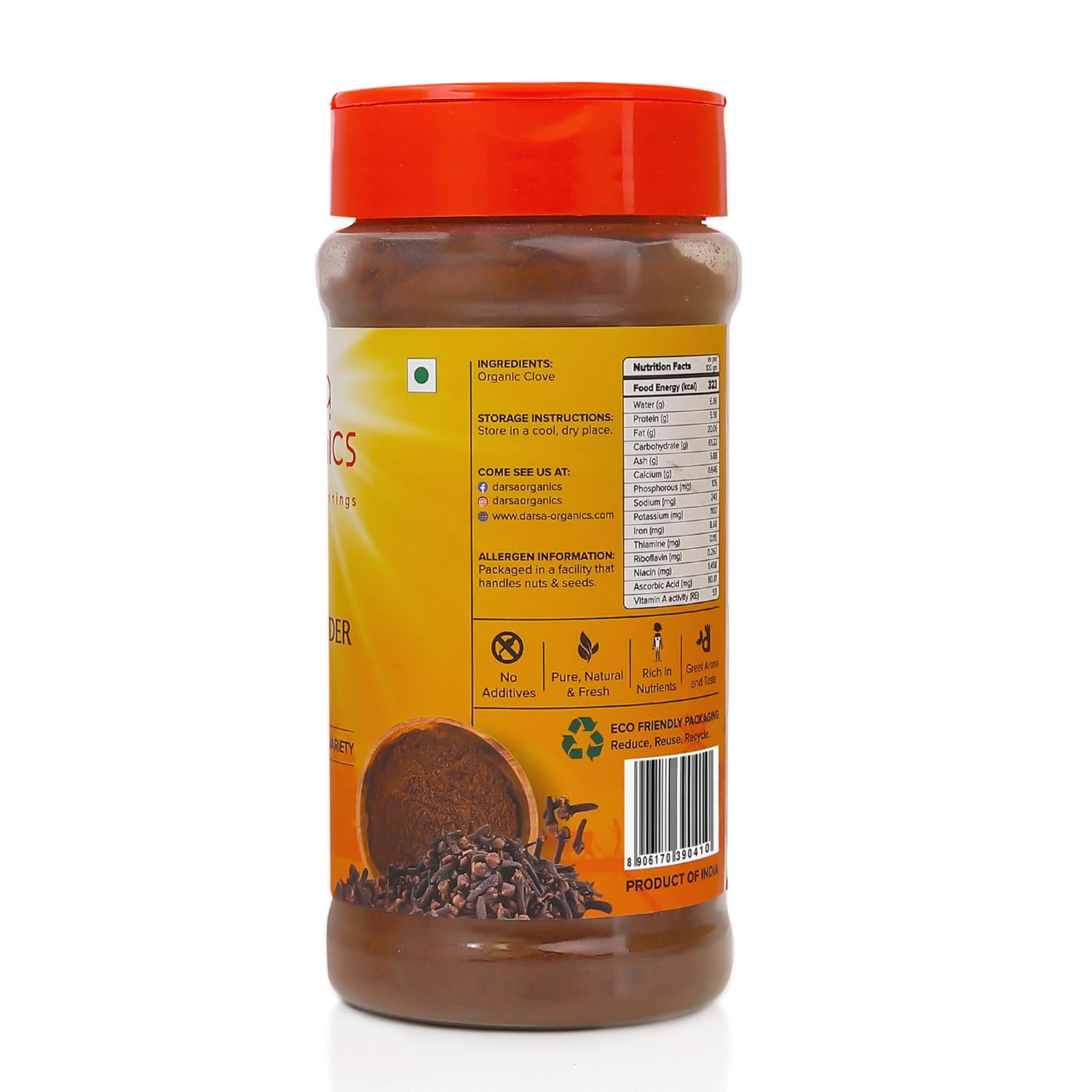 Darsa Organics Cloves Powder 3.5 oz - USDA Organic Ground Cloves from India, Aromatic, Non-GMO, Kosher Certified, Gluten-Free, Organic Powder for Cooking, Spice Blends, Teas, Curries & Pickles image 2