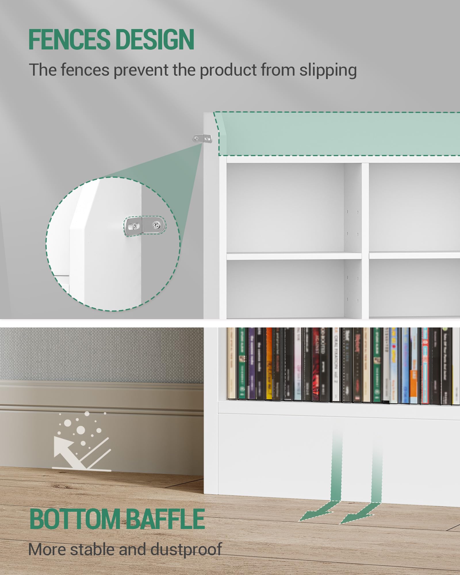 Hzuaneri Étagère Bibliothèque, Rangements pour CD et DVD 8 Niveaux, Meuble de Rangement multimédia, Armoire de Rangement CD pour 747 CDs pour Le Salon, Bureau, 17 x 100 x 154,5 cm, Blanc CR18003X