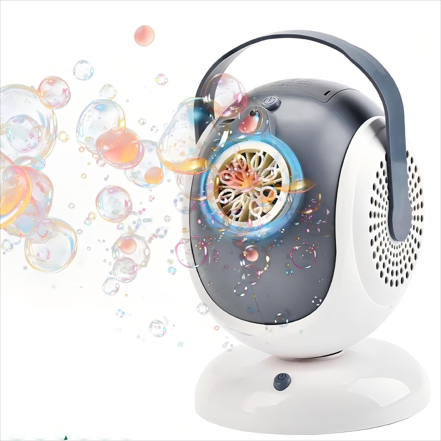 Bubble Machine,Automatic Bubbles Blower Maker for Kids,360° Rotation & 75° Angle Adjustment with LED Light,Portable Bubble Maker for Outdoor and