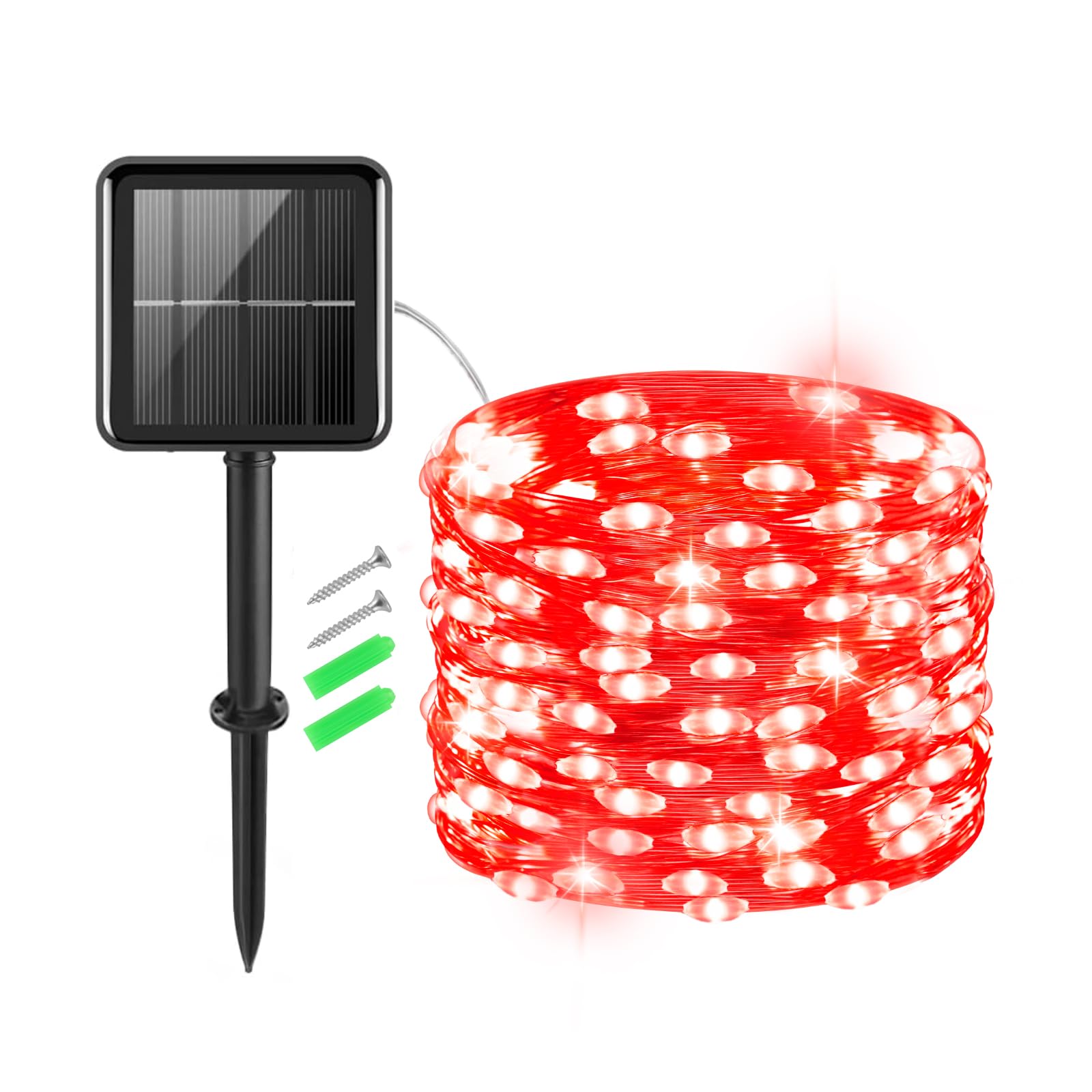 Gcstnn Solar Lights Outdoor Garden, 5M 50 LED String Lights Copper Wire 8 Modes Waterproof for Yard Christmas Tree, Bedroom