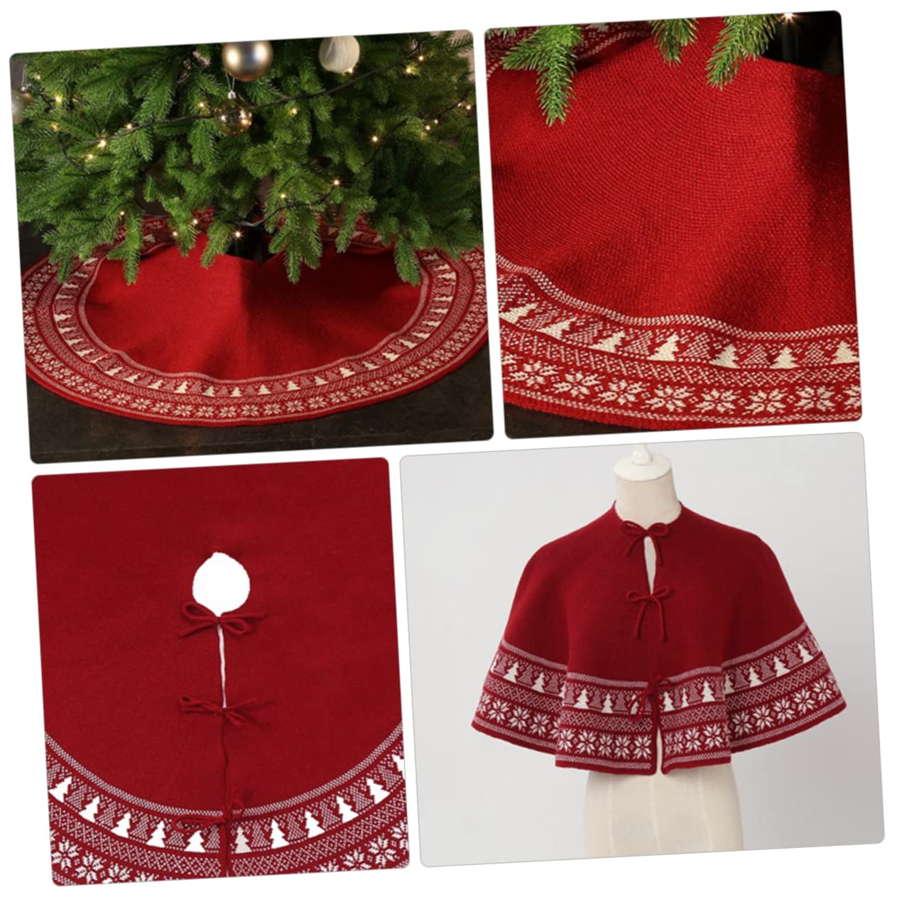 Weihnachtsbaum Schürze aus Acrylfasern Rot Großer Radius 122cm Komfortabel und Doppelfunktional für Festliche Weihnachtsdekoration Am Eventort