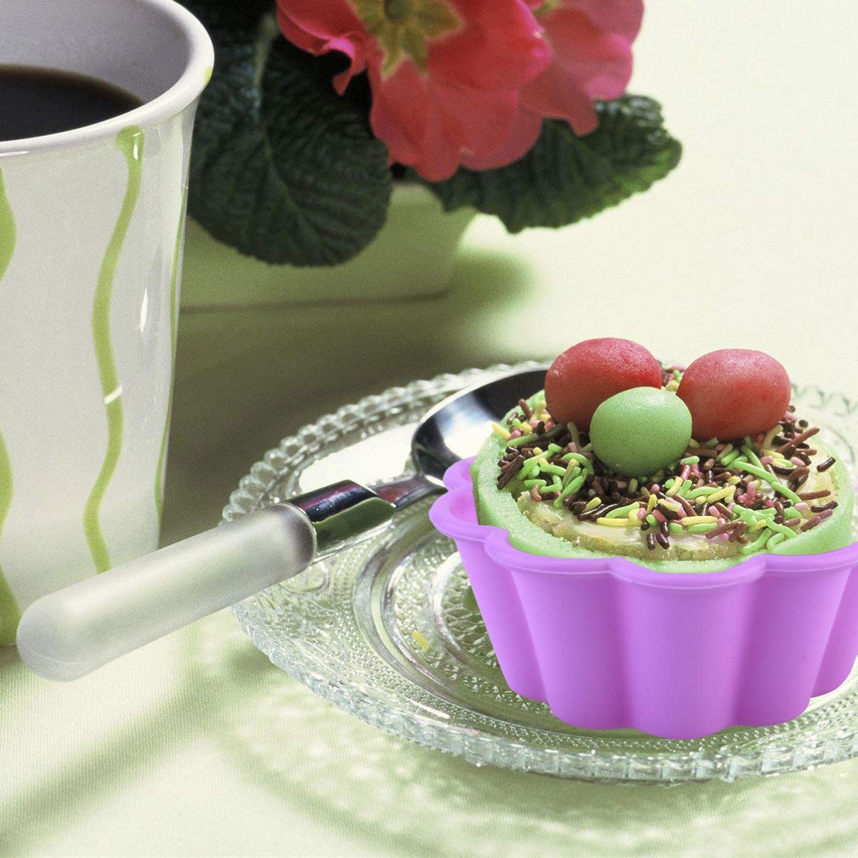 10 Pcs Silicone Cuisson Tasse Muffin Doublure Oeuf Tarte Moule Réutilisable Cupcake Moule Gâteau Fleur Oeuf Tarte Moule De Cuisson Fournitures De Couleurs Aléatoires Moules