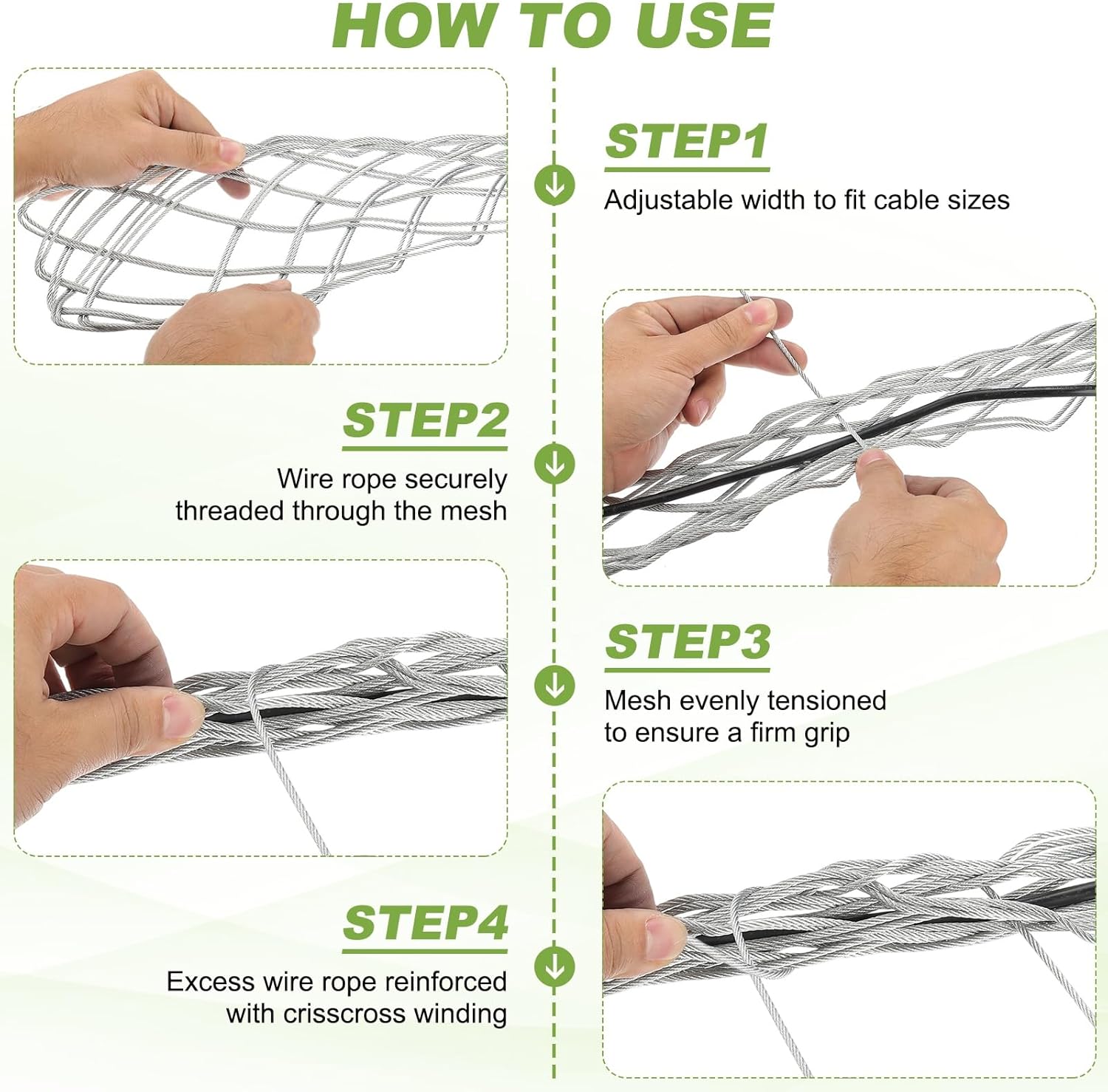 PATIKIL Cable Pulling Grip for 60mm-80mm OD Cord, Mesh Single Side Wire Puller Sock