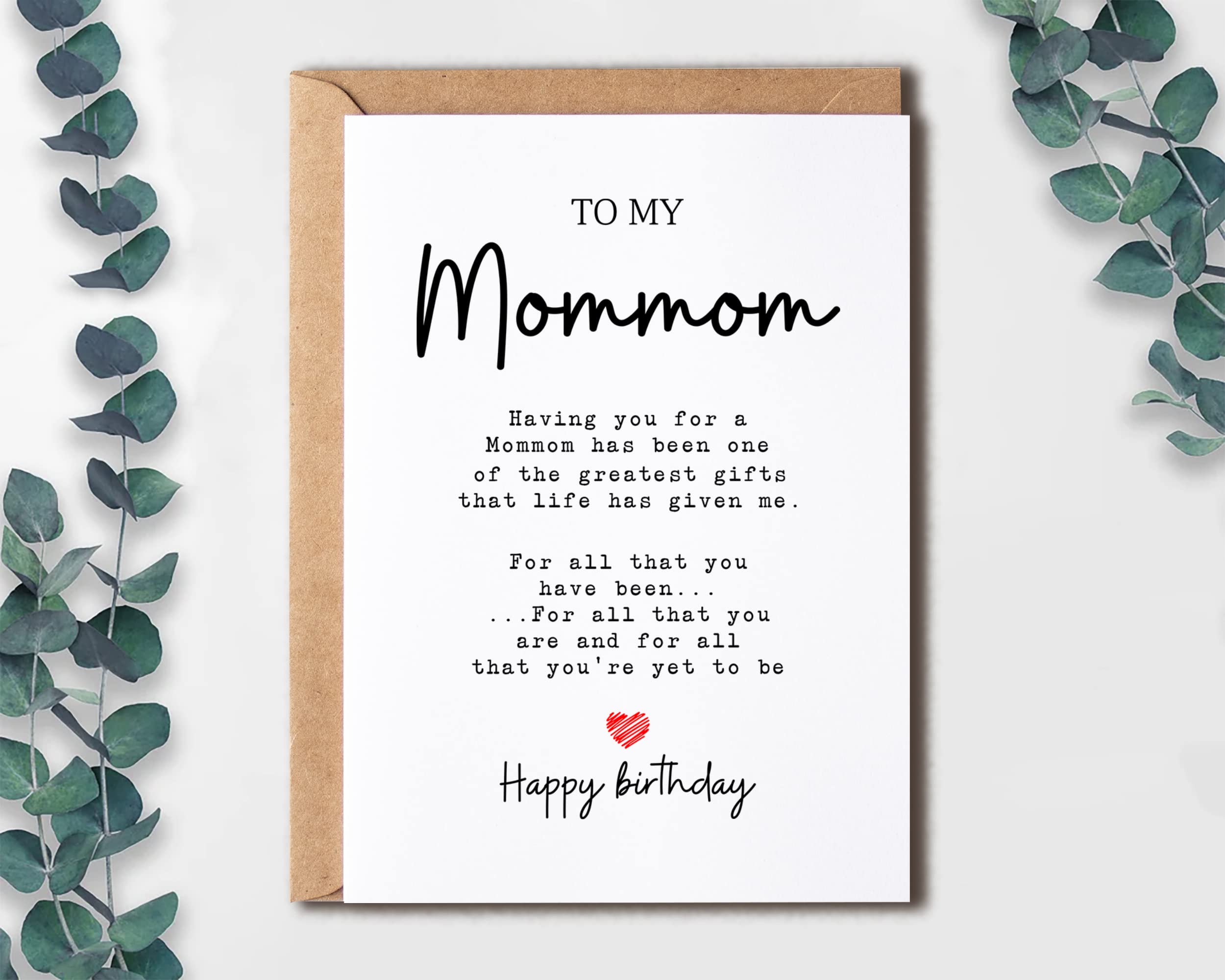 To My Mommom - Mommom Birthday Card - Greatest Gift In My Life