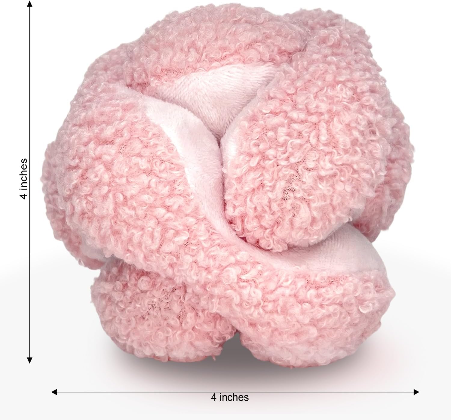 Glory To Dog Pink Snuffle Knot Interactive Dog Toy 4” Puzzle Ball with 8 Squeakers & Crinkle – Treat Hiding Enrichment Toy for Puppy & Small Breed Dogs – Durable Plush Sensory Play & Stimulation