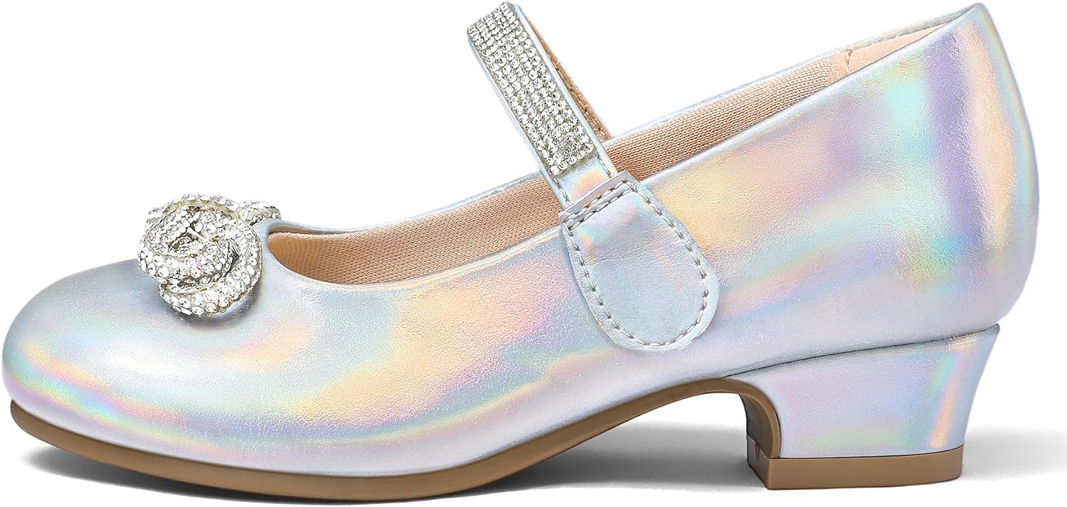 K KomForme Girls Dress Shoes Princess Bow Flats with Rhinestone for Wedding Party, Toddler/Little Kid/Big Kid - Image 6