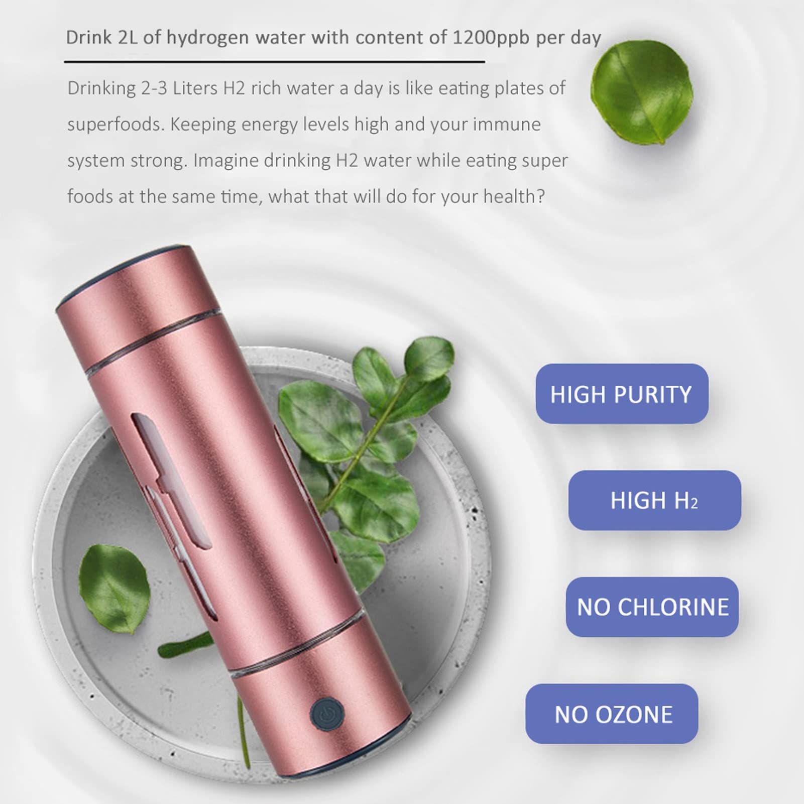 Butelka na wodę Bogaty wodór, jonizator wodoru generator wody sprawia, że zawartość wodoru do 1000-1200 PPB bez chloru, O3 i H2O2 usuwa wolne rodniki 400 ML
