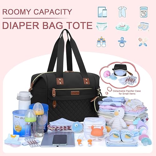 Miniatura 3 de Bolsa de pañales, bolsas de pañales para bebé con funda para chupete, correas de hombro, clips para cochecito, bolsa grande impermeable para mamá y