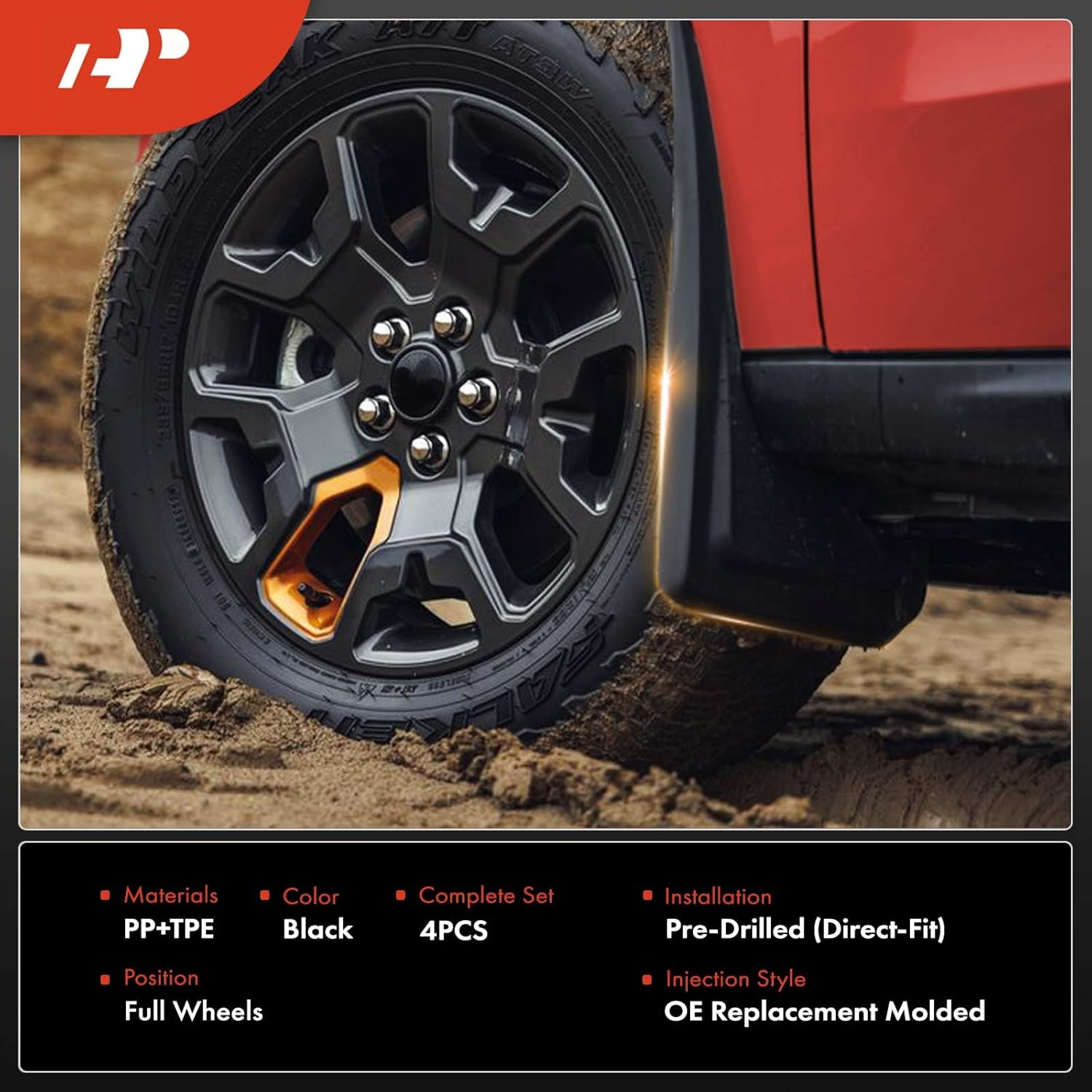 A-Premium Set of 4PCS Mud Flaps Splash Guards Mudguards Mudflaps with Hardware Kits Accessory Compatible with Kia Rio 2017-2023, Front & Rear (Driver and Passenger Side)