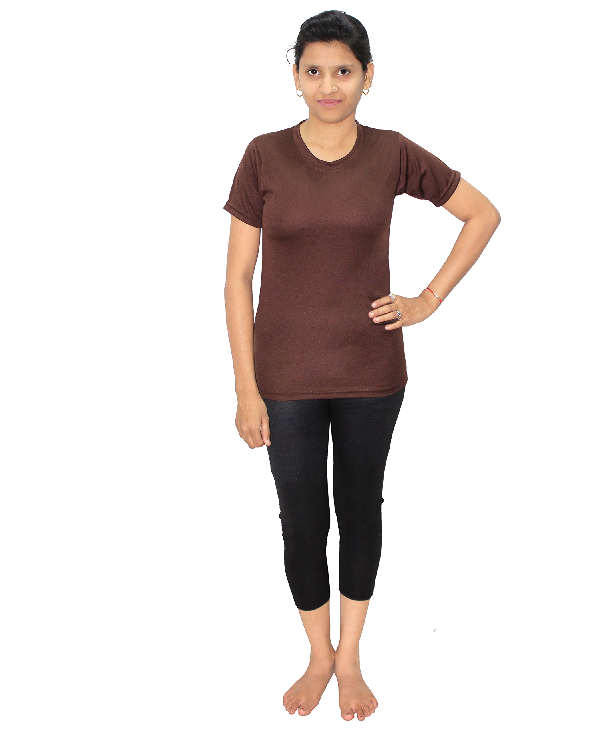 Goodluck Womens Short Sleeve Swim T-Shirt with Swim Pant (Coffe, 32)