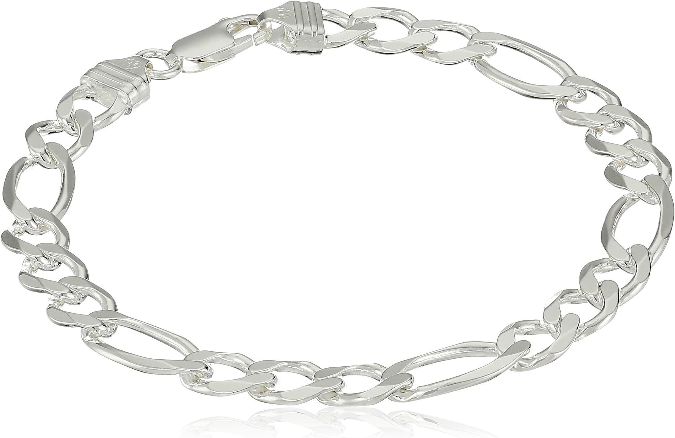 Men's Sterling Silver Wide Figaro Link Bracelet