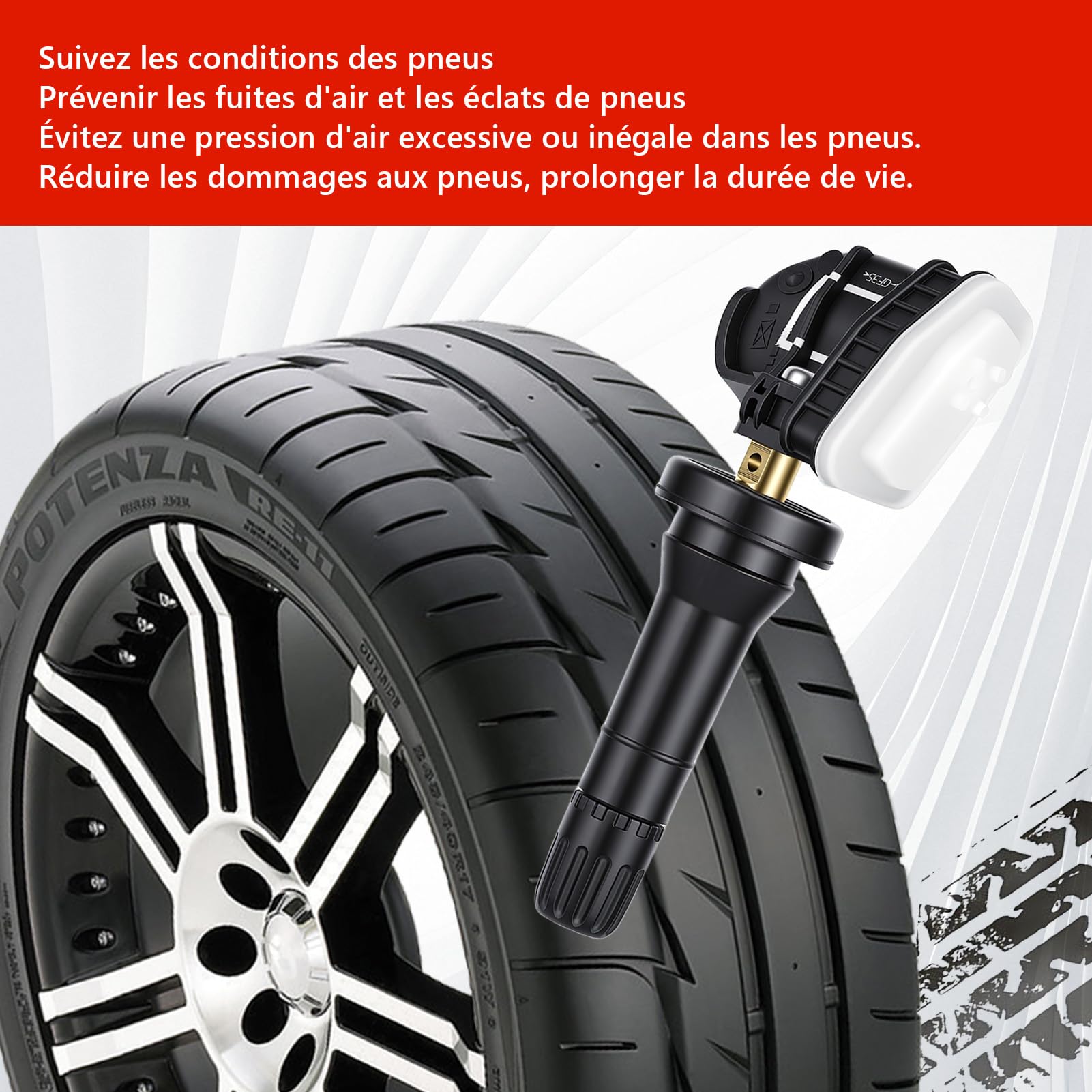 Capteur de Pression des Pneus 4Pcs, Capteur Tpms, Capteurs de Surveillance de la Pression des Pneus pour Ford B-Max C-Max Ecosport Focus KUGA Edge Escape